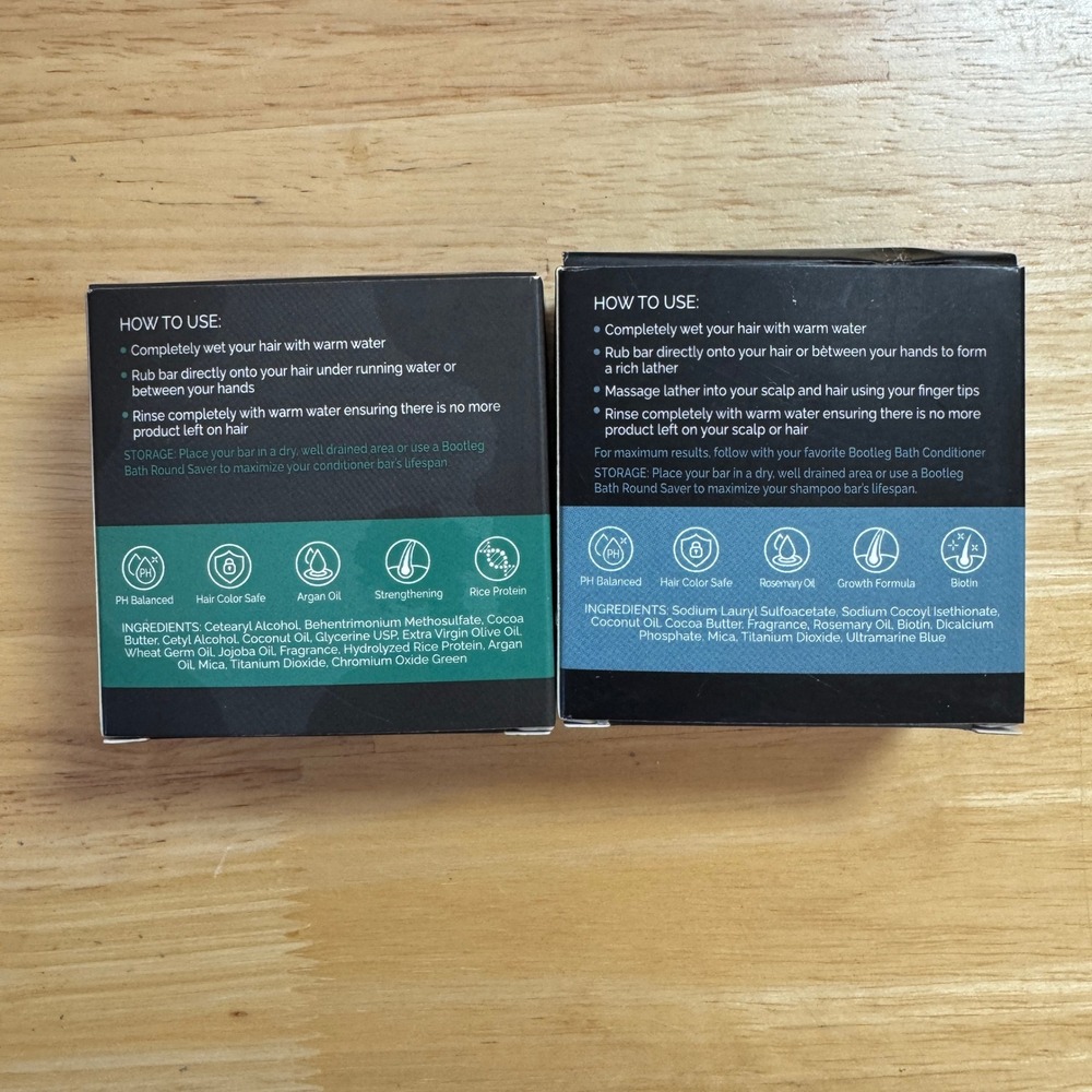 Bootleg Bath Solid Shampoo Conditioner Set Biotin Rice Water Protein Speakeasy - Picture 9 of 9